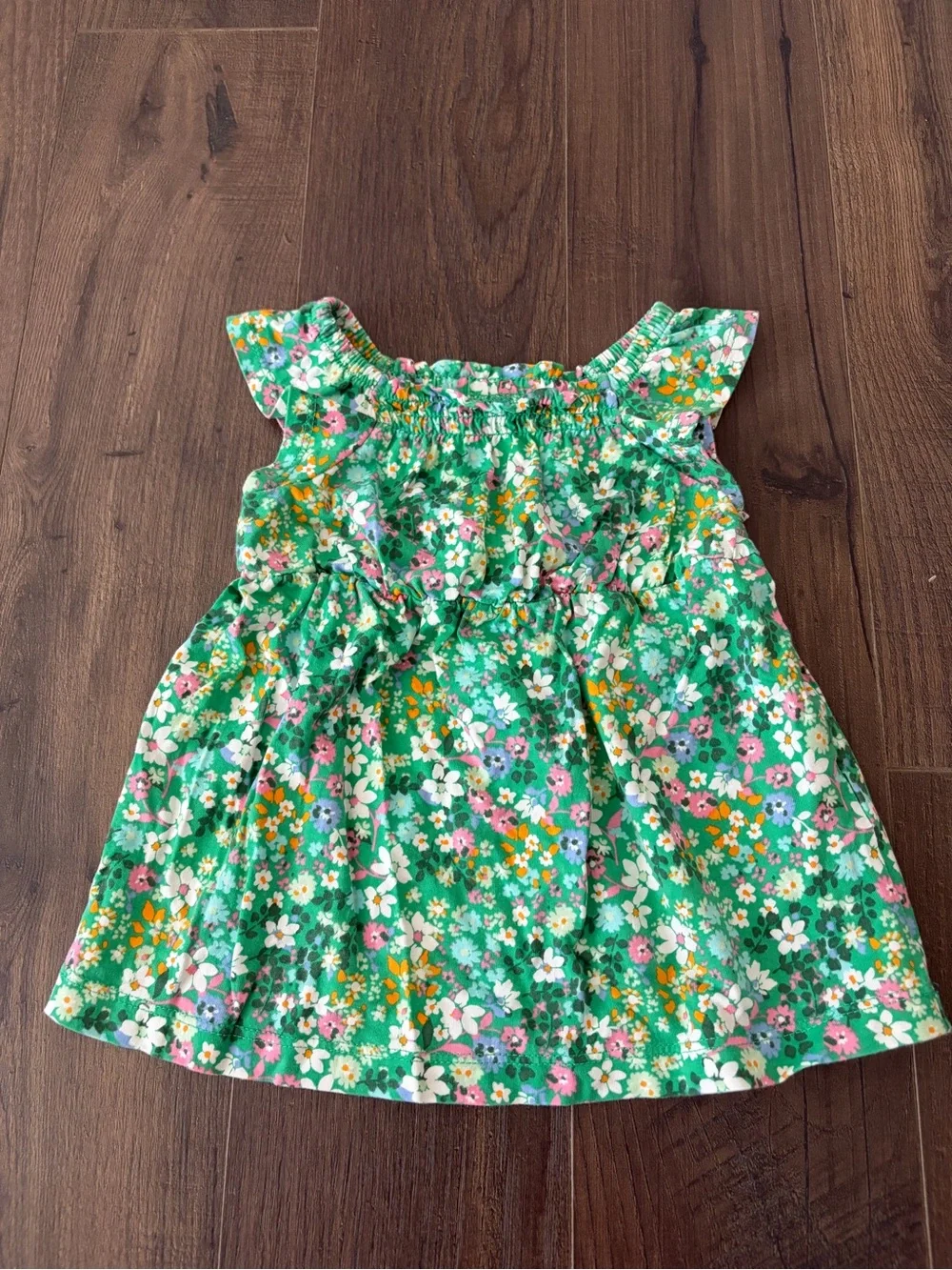 Carter's Green Floral Dress with Matching Green Diaper Cover